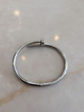 Sterling Steel Fashion Silver Women's Hinged Bangle Bracelet